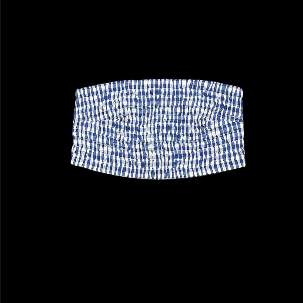 Universal Thread Blue and White Checkered Bandeau Top